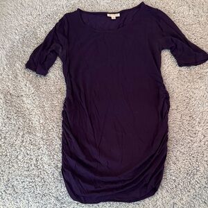 Purple Ruched Side Short Sleeve Maternity Top